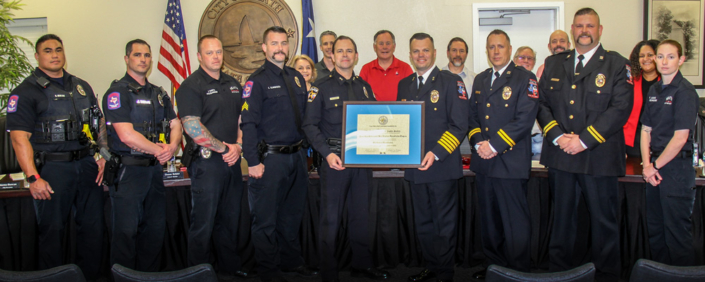 Members of Heath DPS receiving award.