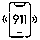 Icon of a mobile phone with the number 911.