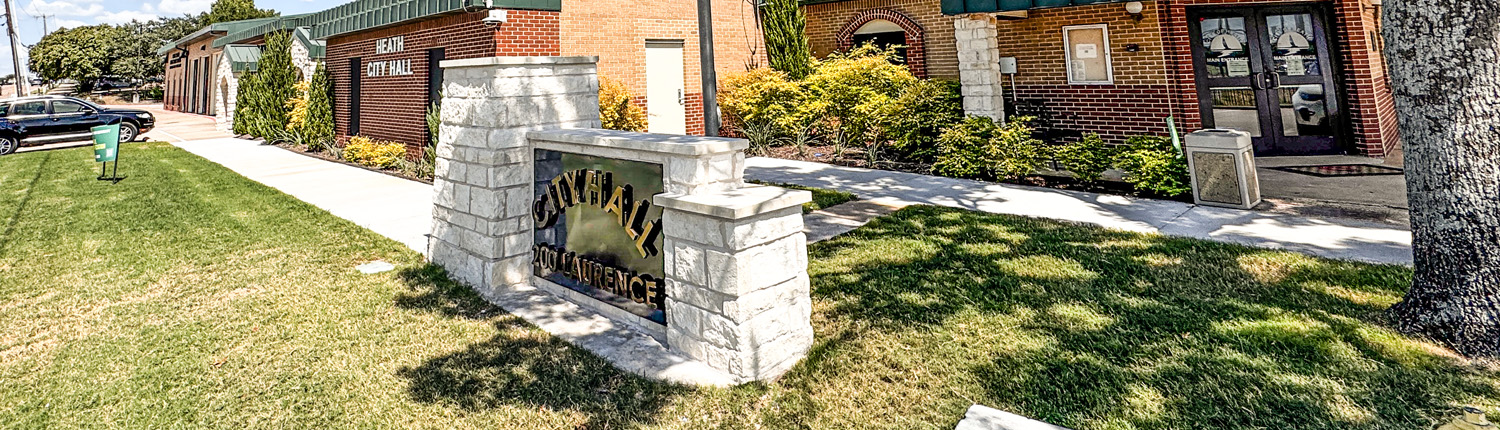 The new stone monument sign anonymously donated in front of City Hall.