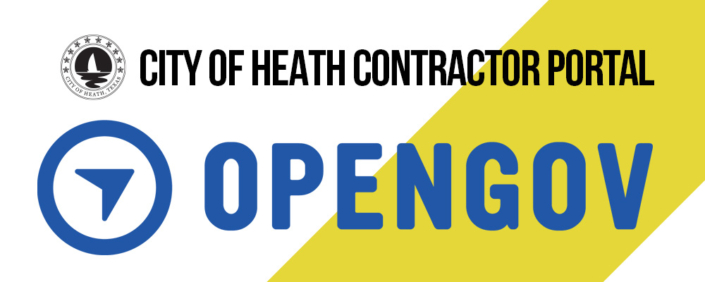 Graphic showing the Open Gov logo and City Logo for the new Contractor Portal.