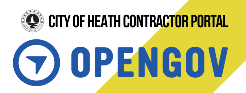 Graphic showing the Open Gov logo and City Logo for the new Contractor Portal.
