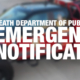 Header banner with Heath Department of Public Safety logo and the words Emergency Notifications in red text with a blurred firetruck in the background.