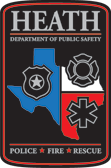 The Heath Department of Public Safety uniform patch featuring the State of Texas and Police, Fire and Paramedic symbols.