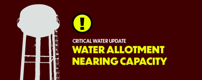 Water allotment nearing capacity.