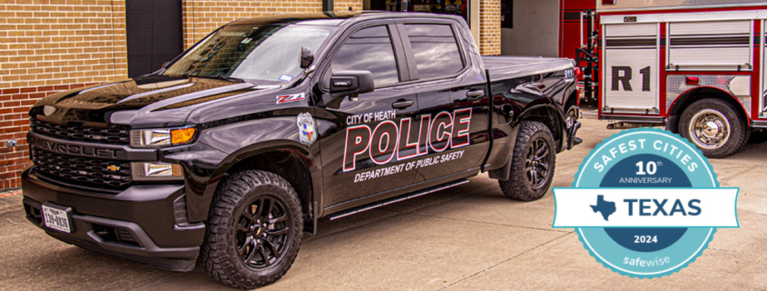 Heath DPS vehicle parked outside DPS building.