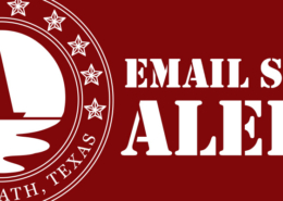 City logo on a red background with wording that alerts people to an Email Scam Alert.