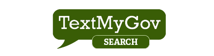 TextMyGov Search logo on a dark green background.