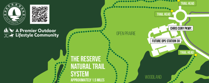 A map illustration showing the new trails at The Reserve.