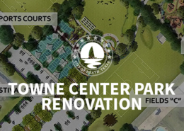An overview rendering of the renovation of Towne Center Park.