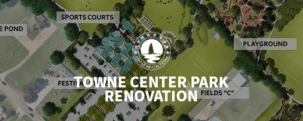 An overview rendering of the renovation of Towne Center Park.