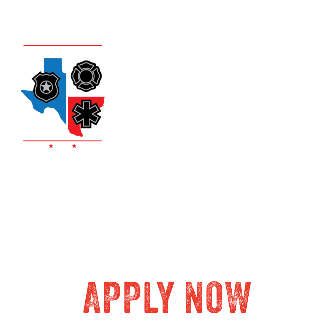 Black graphic promoting a “Vacation Watch” program. On the left is the Heath Department of Public Safety logo with a Texas outline and police, fire, and EMS symbols. In the center, a simple icon shows a person walking with a suitcase. On the right, a house icon displays a padlock, symbolizing home security. Large white text reads “VACATION WATCH,” with red text below stating “APPLY NOW.”